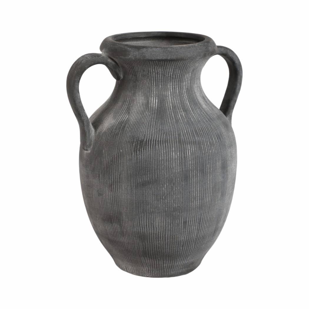 Black Stoneware Weathered Jug with Handles