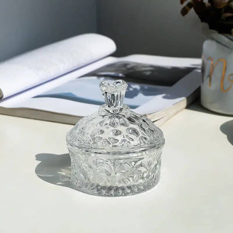 Embossed Vintage-Inspired Glass Jar