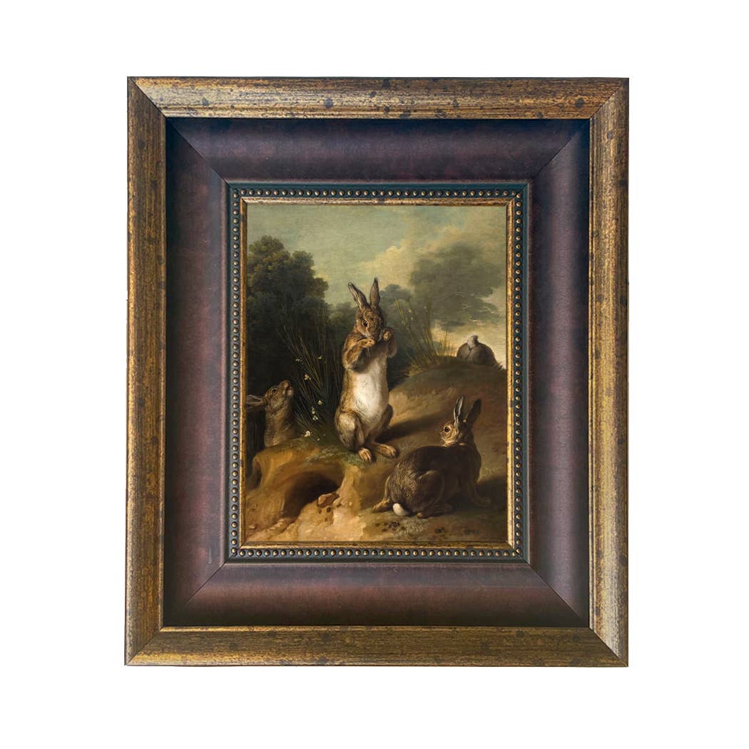 Rabbits in the Landscape Framed Canvas Art