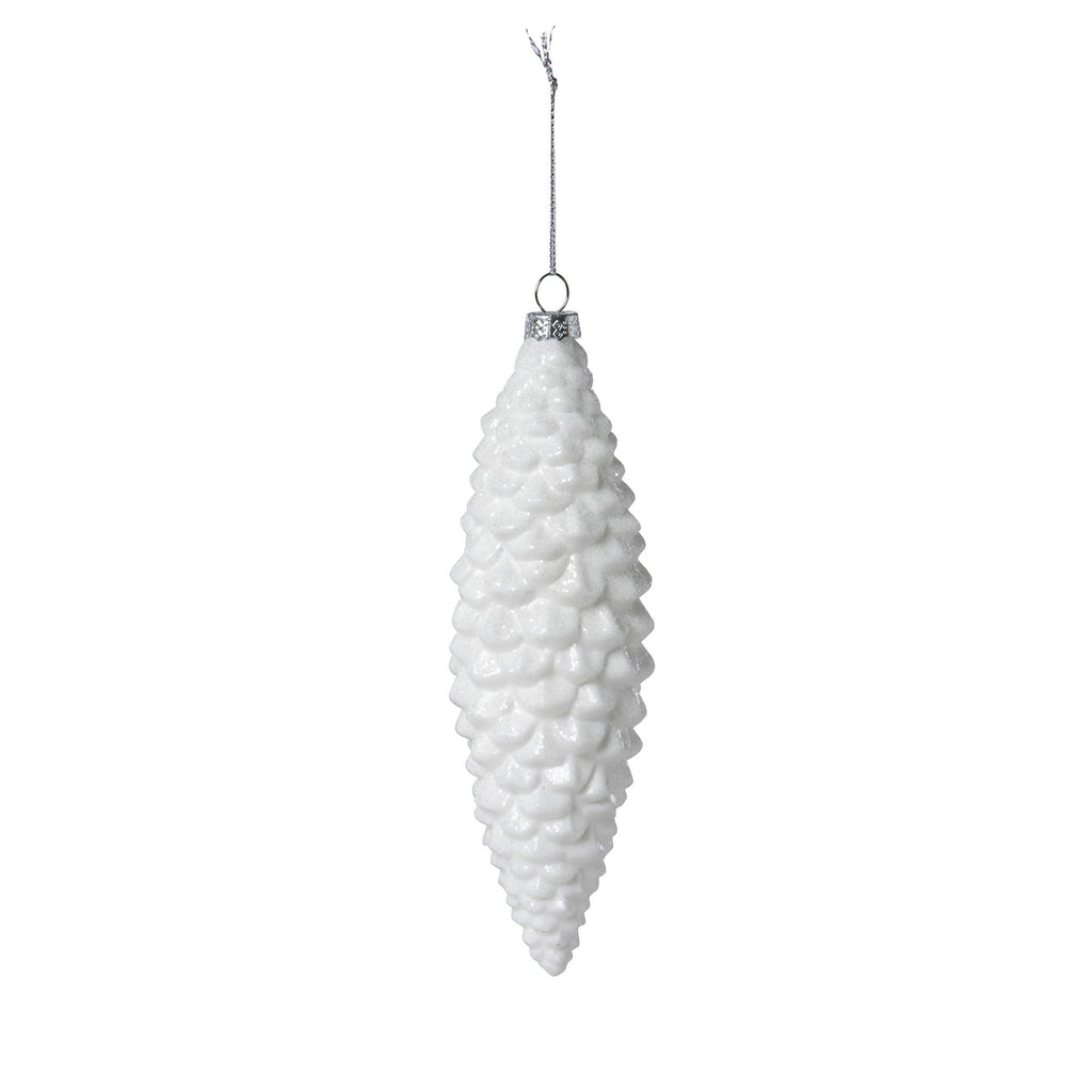 Frosted White Pine Cone Ornament