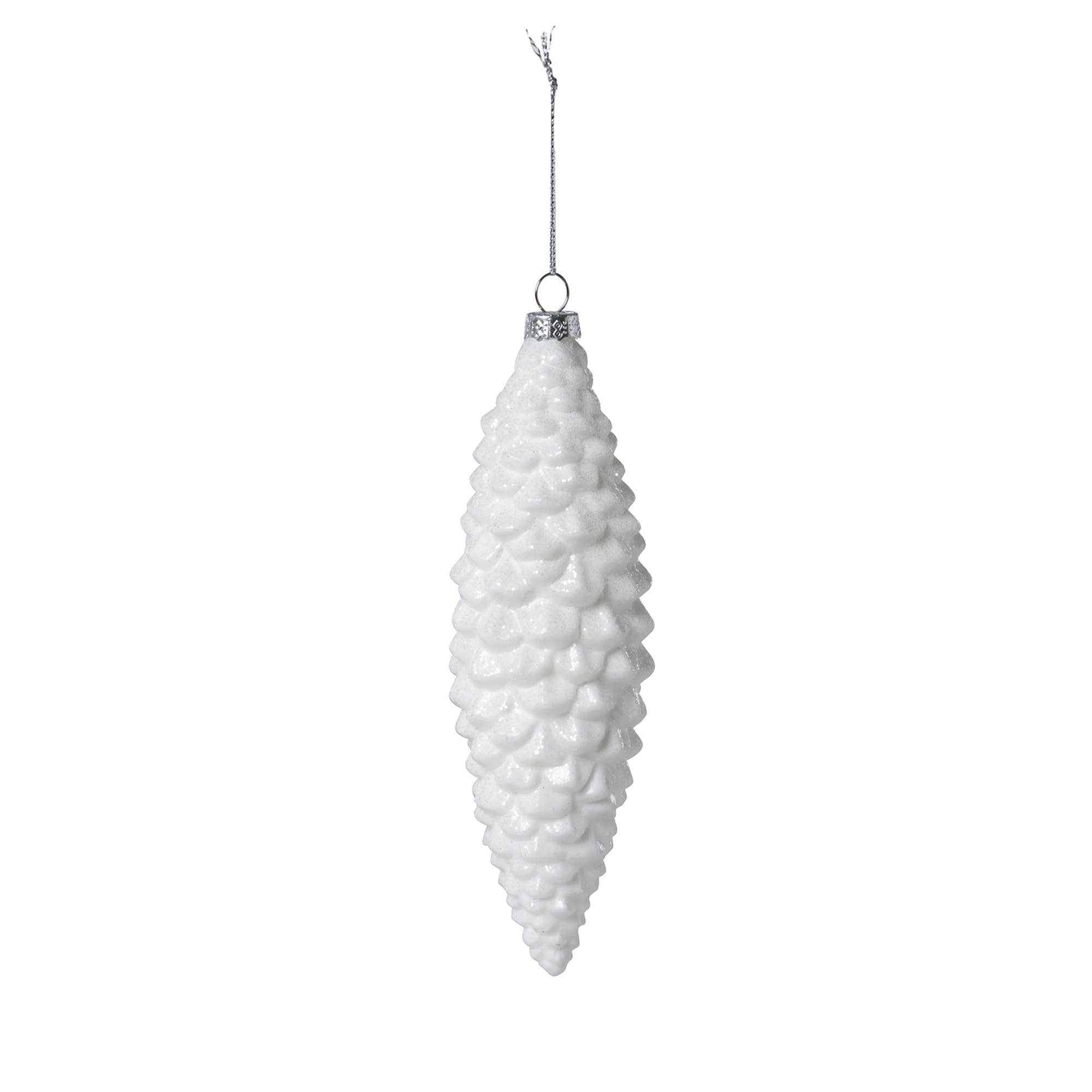 Frosted White Pine Cone Ornament