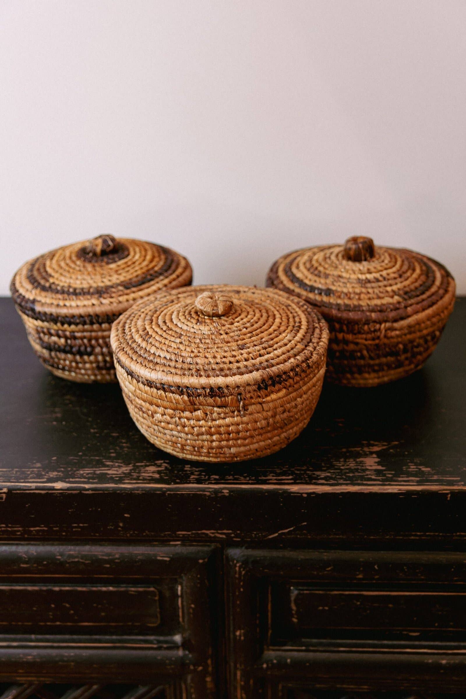 Handmade Lidded Banana Leaf Basket