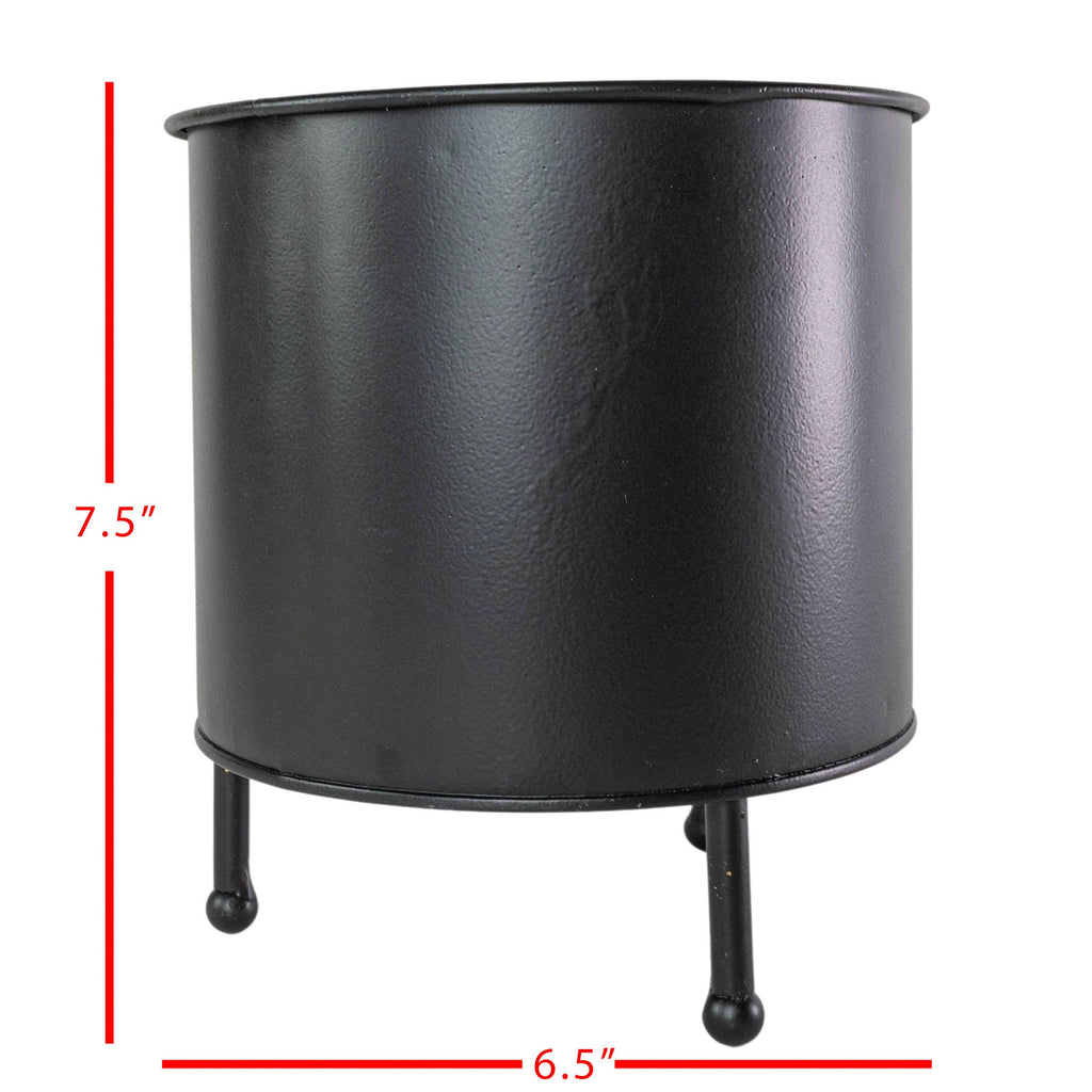 Atticus Footed Garden Planter Pot Black Metal