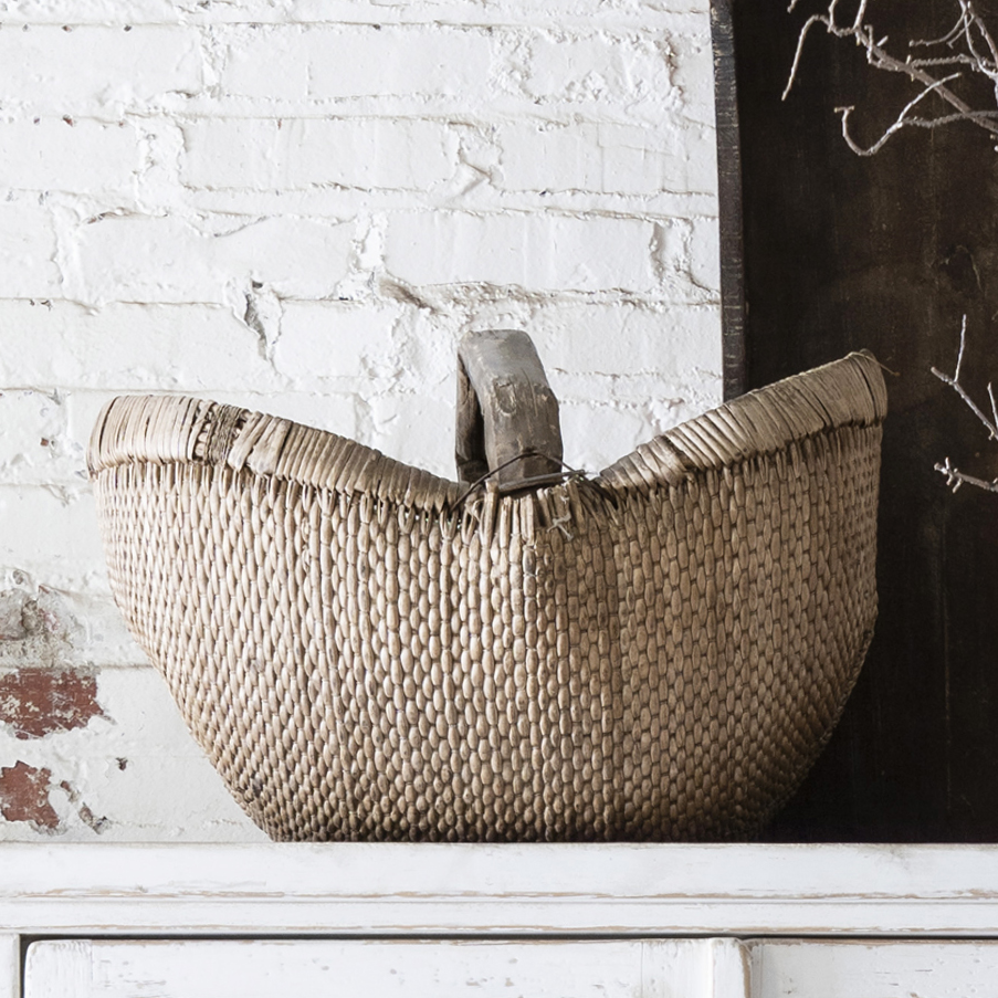 Vintage Round Handle Basket