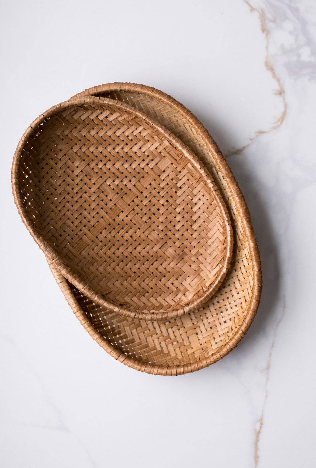 Smoked Bamboo Woven Basket Tray