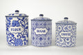 Blue & White Flour Sugar Coffee Canister Set – 3 Piece