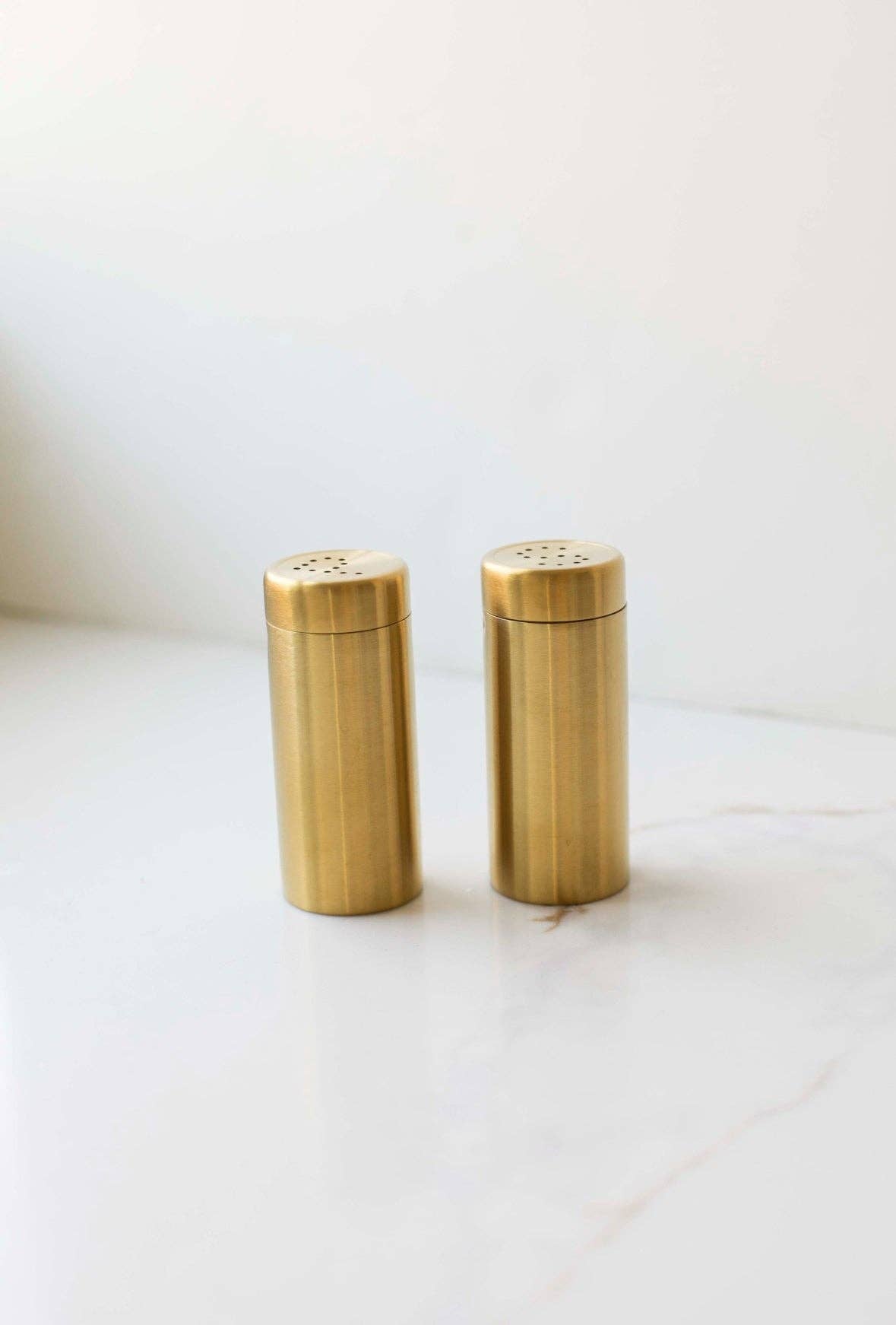 Brushed Gold Salt & Pepper Shakers | Set of 2