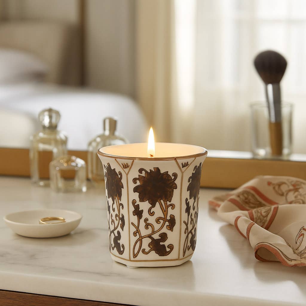Lavender Verbena Brown Ceramic Fluted — 6 Oz
