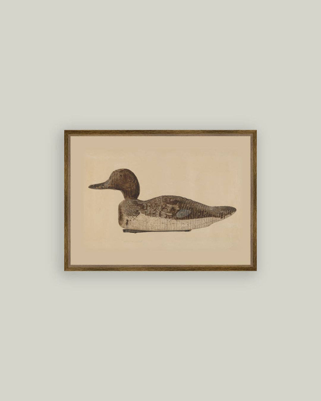 Wooden Duck Decoy Framed Antique Art
