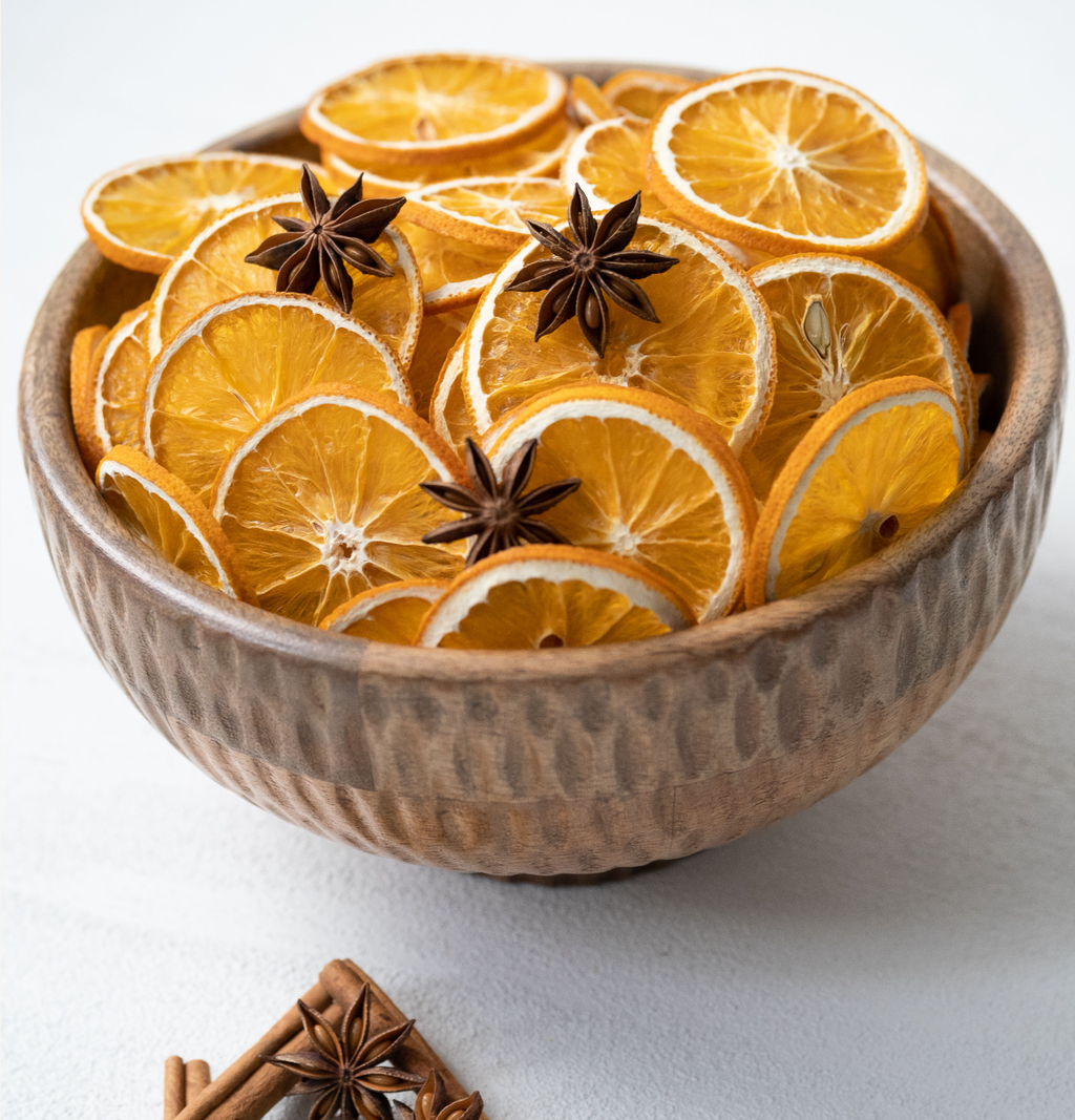 Textured Wood Footed Bowl