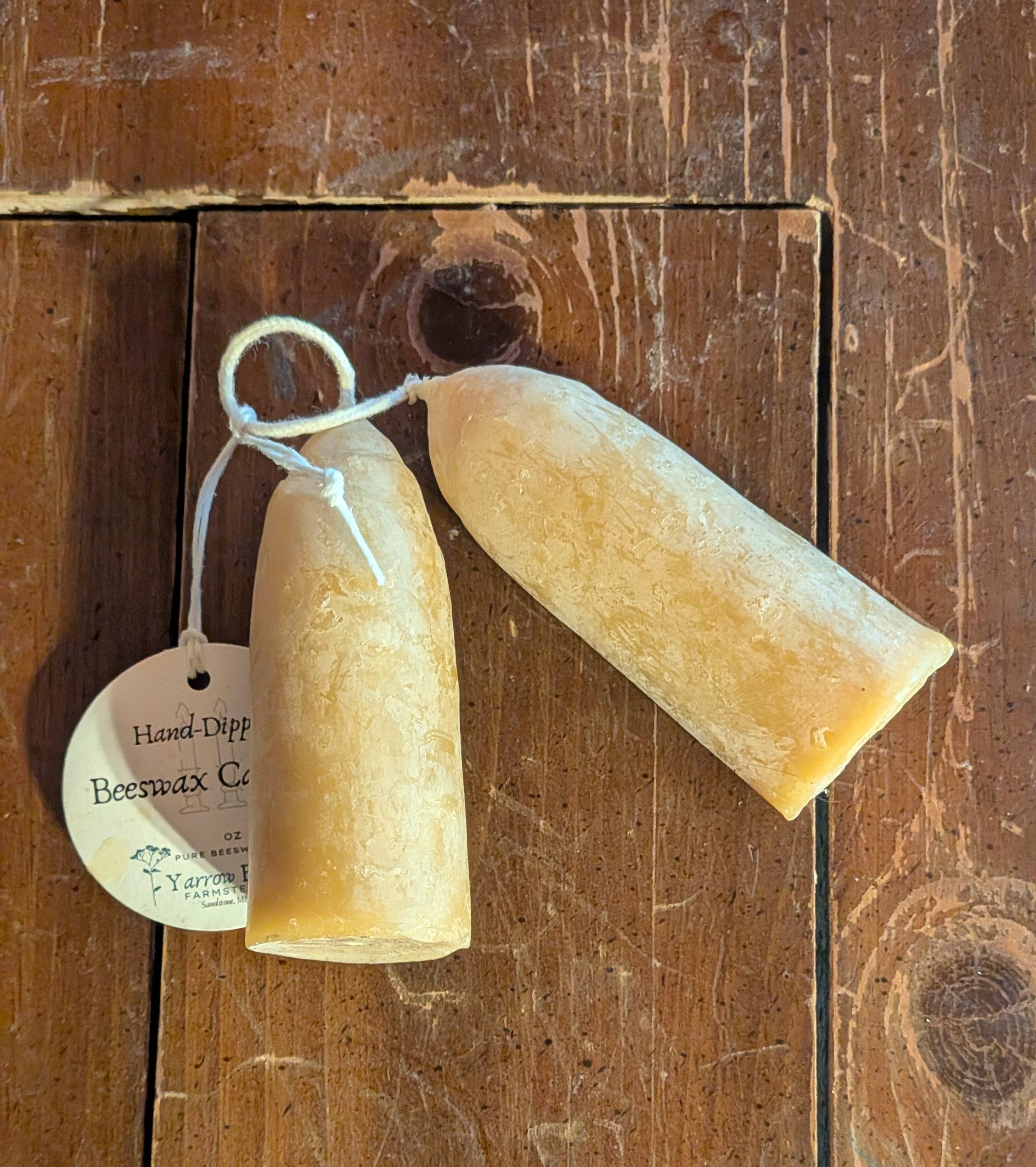 Beeswax British Style Stubby Candles, Pair