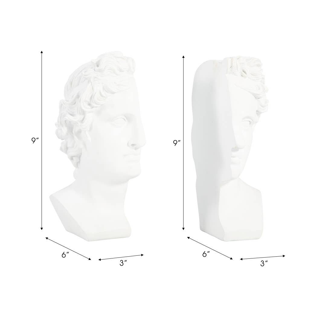 Greek Sculptural Bust Bookends Set of 2