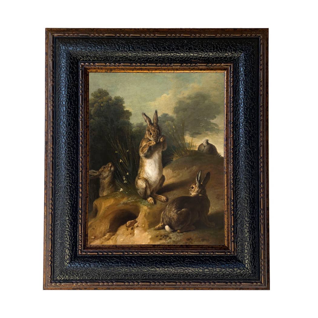 Rabbits in the Landscape Framed Canvas Art