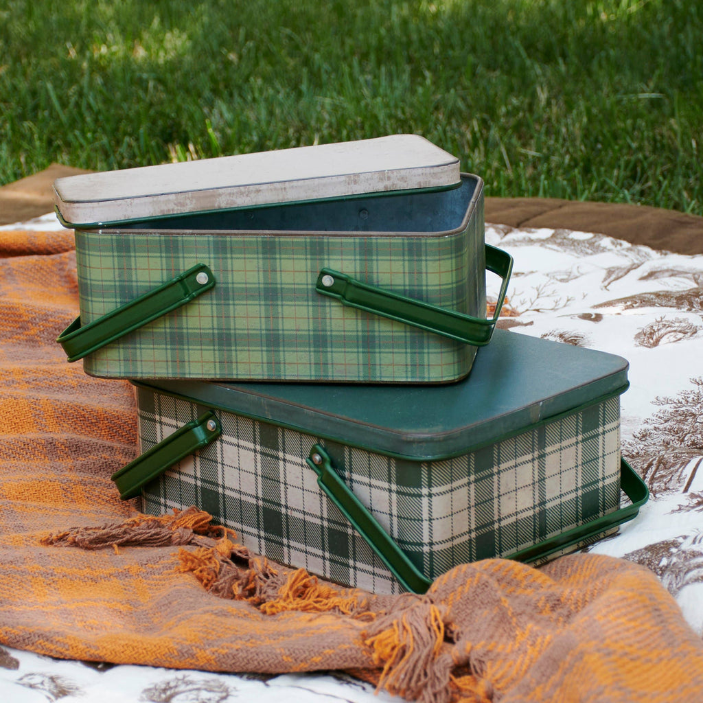 Green Tartan Bin Set