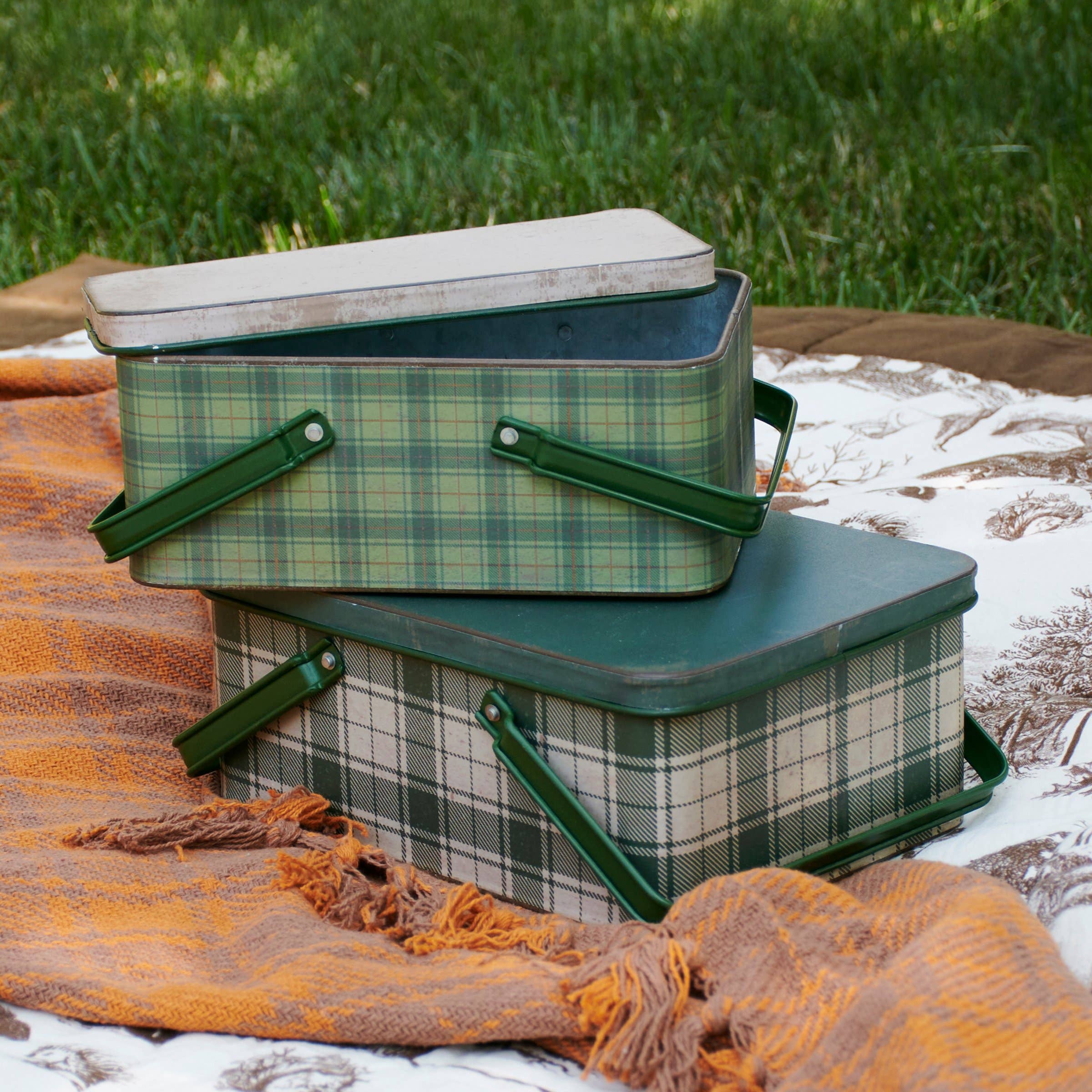 Green Tartan Bin Set