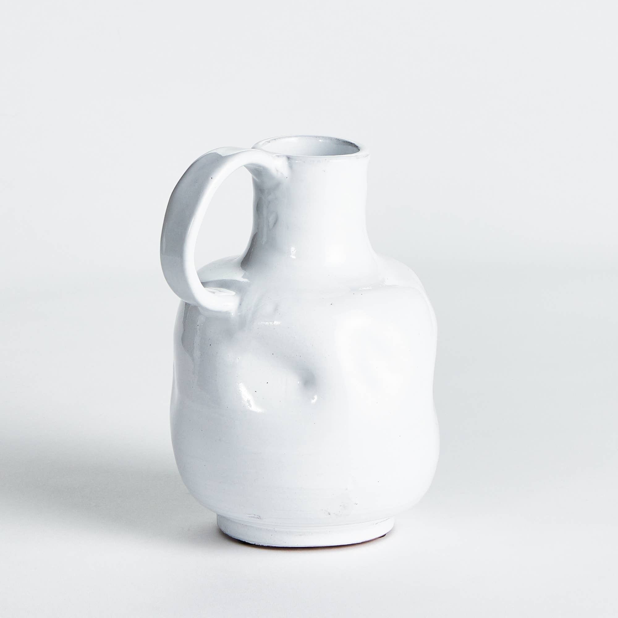 Irregular White Handled Vase