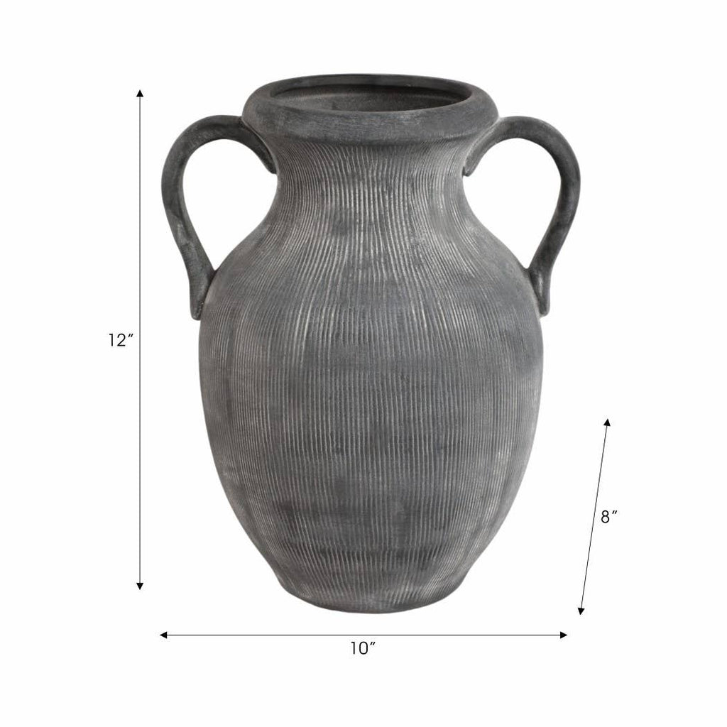 Black Stoneware Weathered Jug with Handles