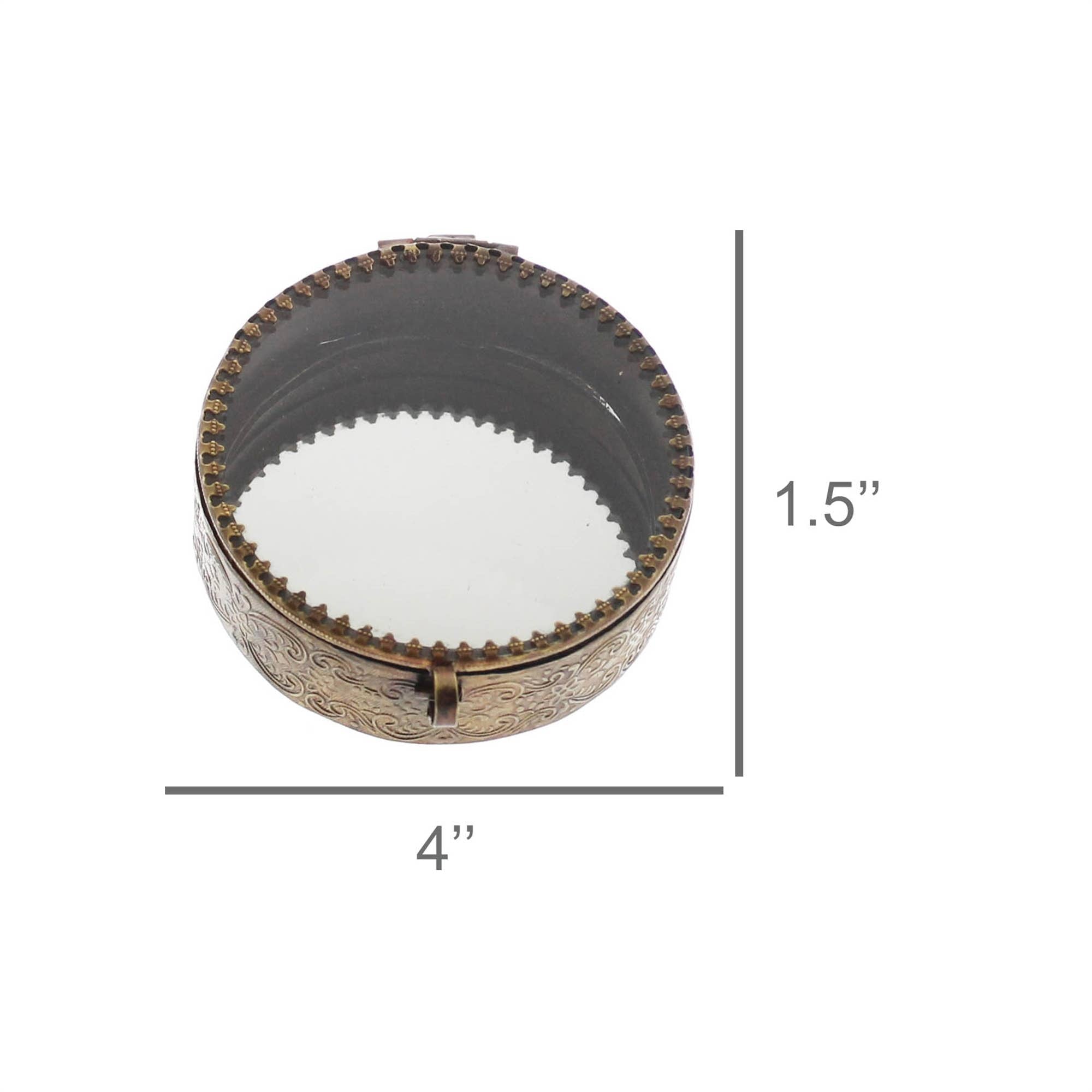 Brass Round Mirrored Box