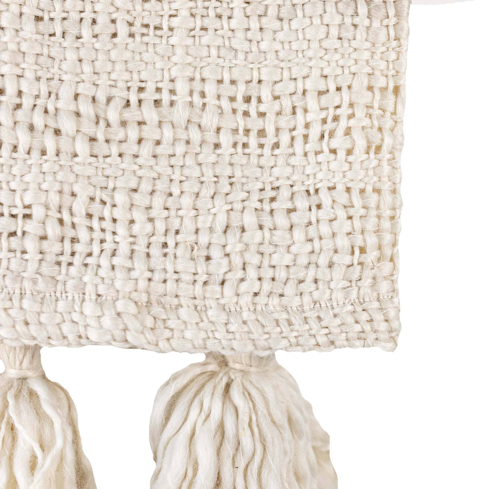 Hand Woven Tasseled Throw Blanket Cream