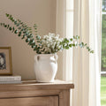 White Terracotta Crackle Amphora Vase with Handles