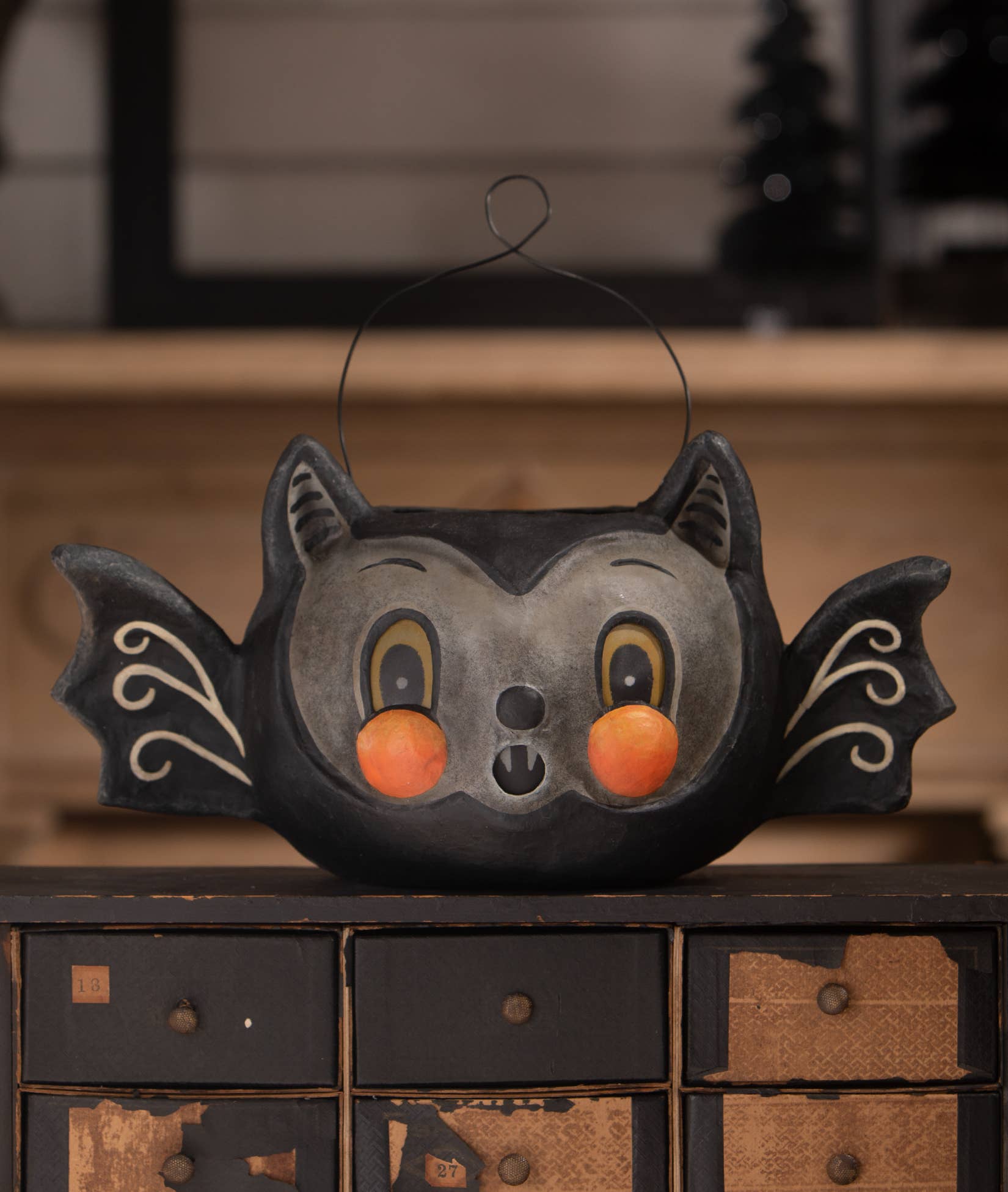 Batty Barnum Paper Mâché Halloween Bucket