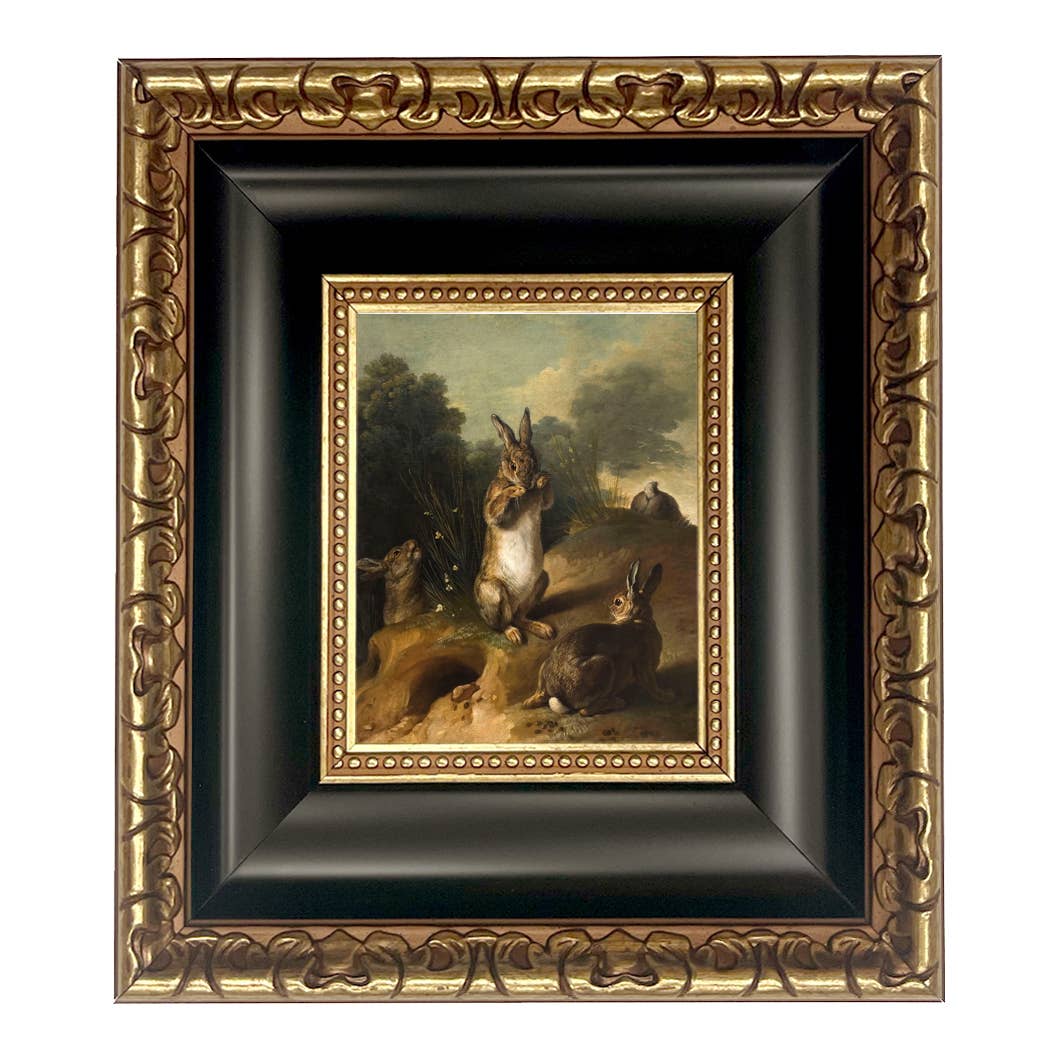 Rabbits in the Landscape Framed Canvas Art