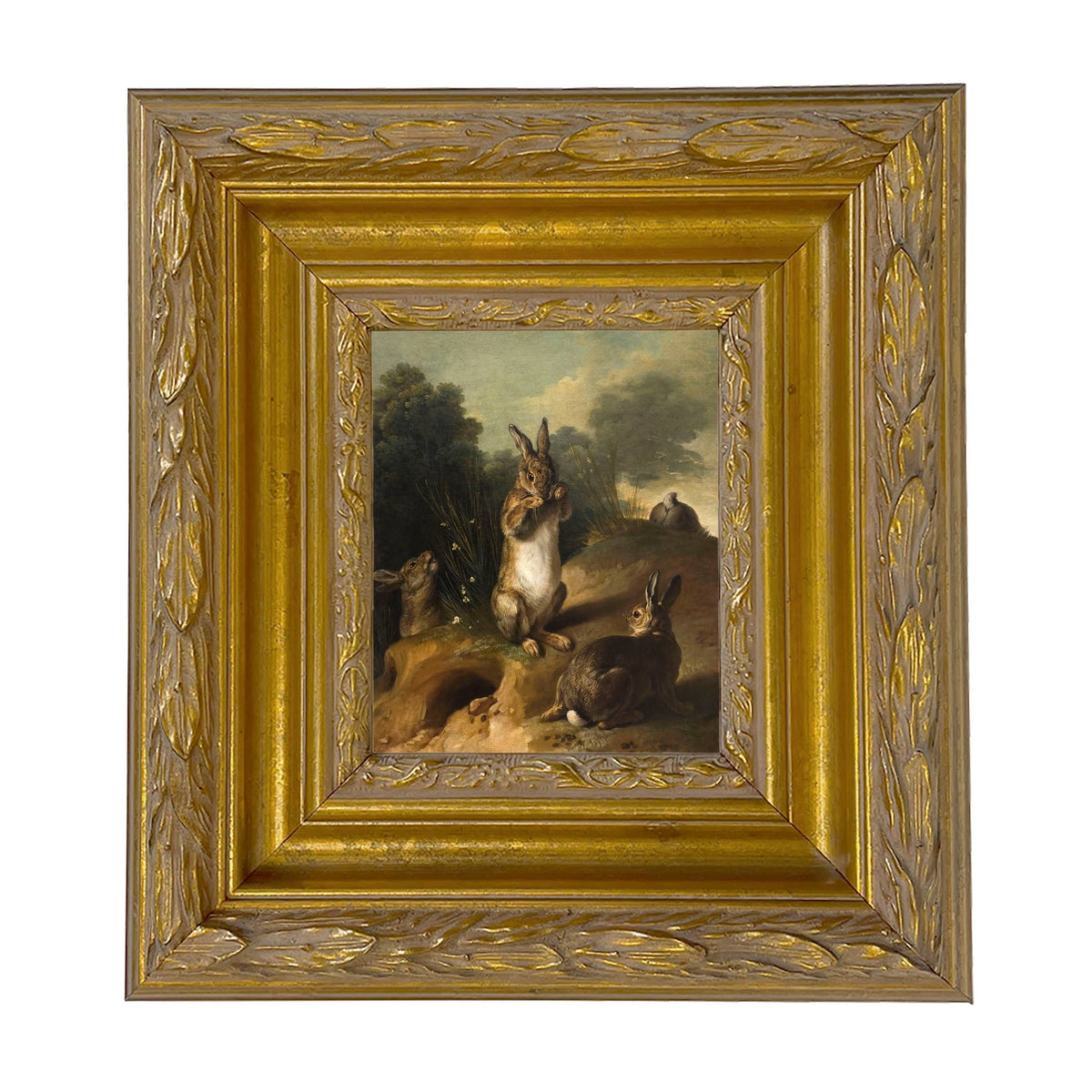 Rabbits in the Landscape Framed Canvas Art