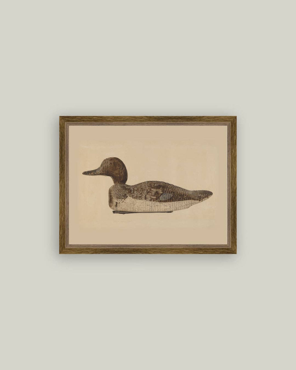 Wooden Duck Decoy Framed Antique Art