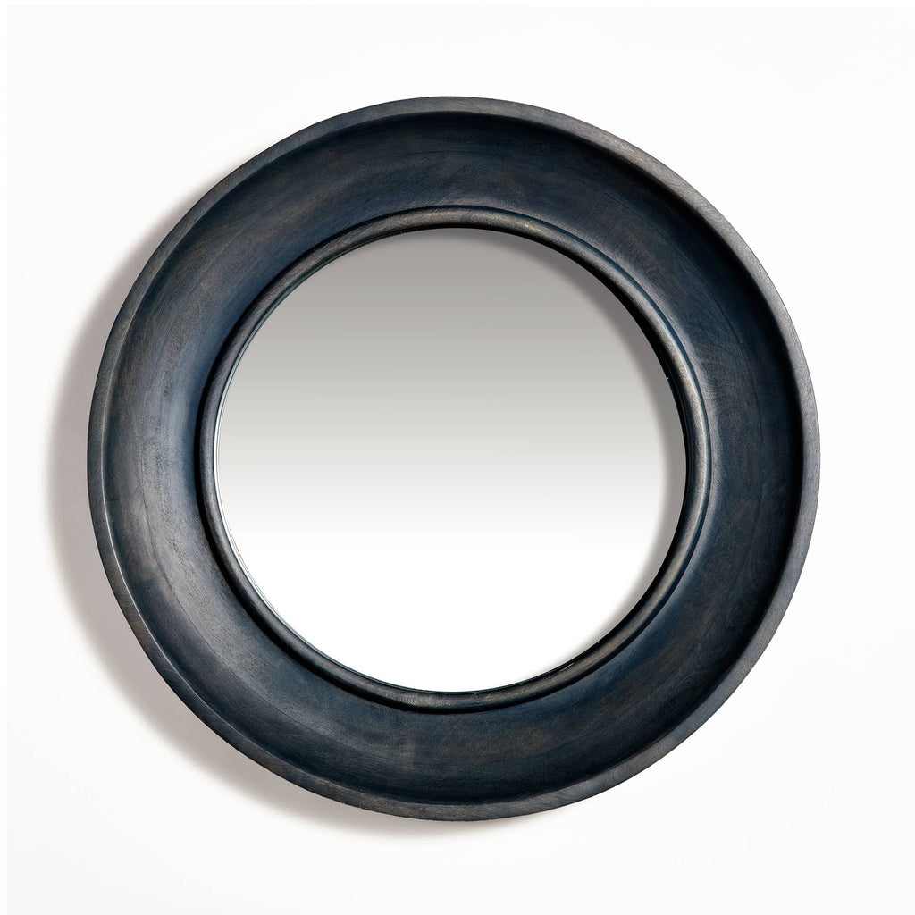 The Charcoal Wood Round Mirror