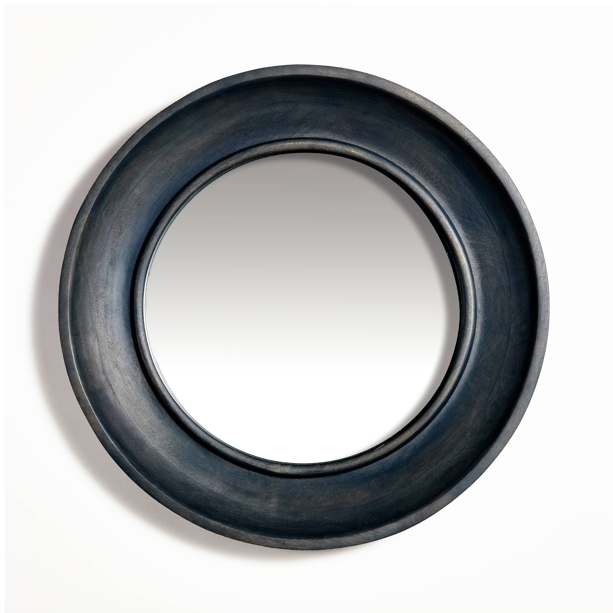 Dark Wash Wood Round Mirror
