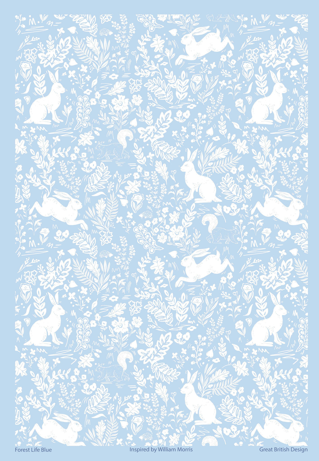 Forest Life Blue Cotton Tea Towel