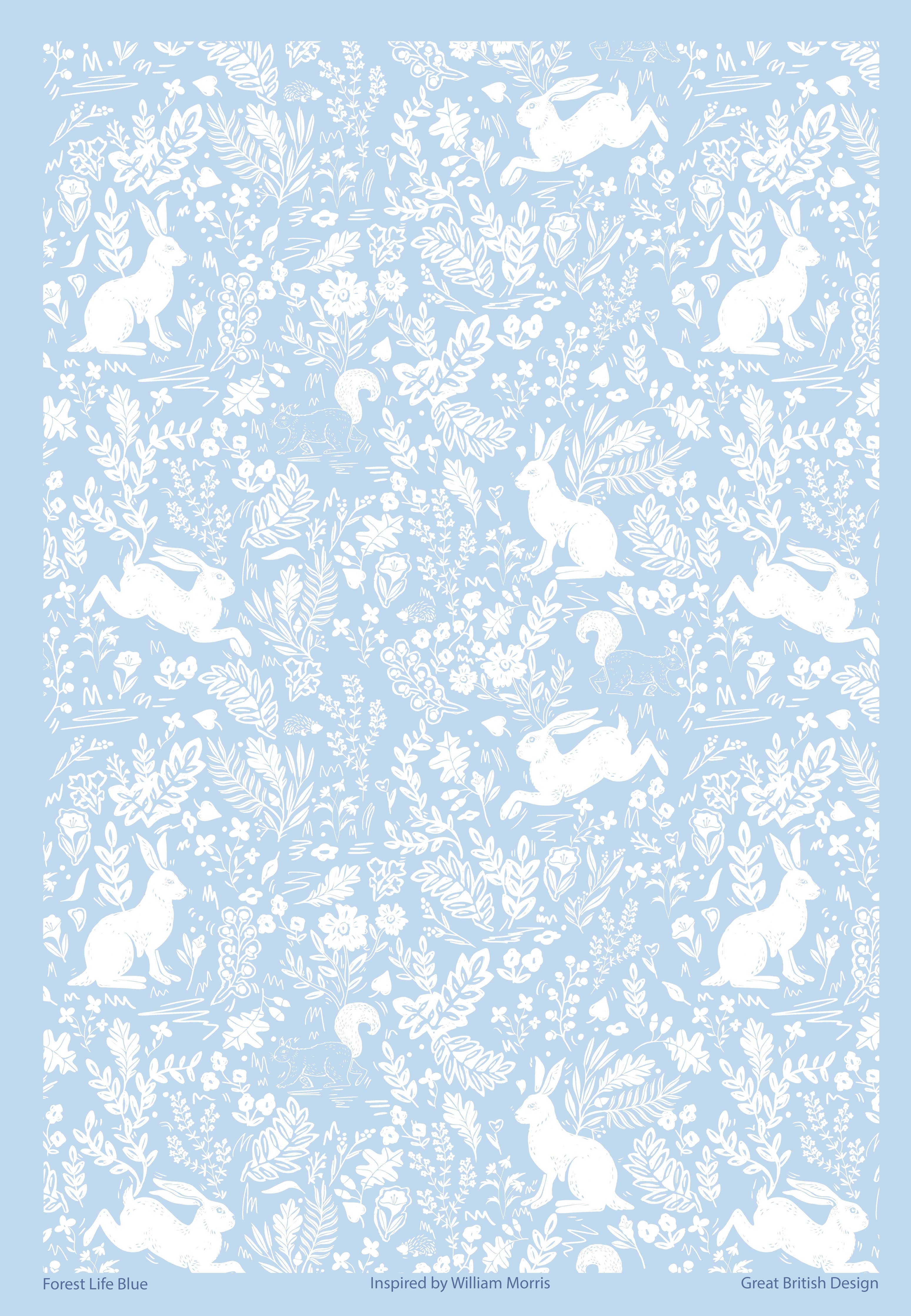 Forest Life Blue Cotton Tea Towel