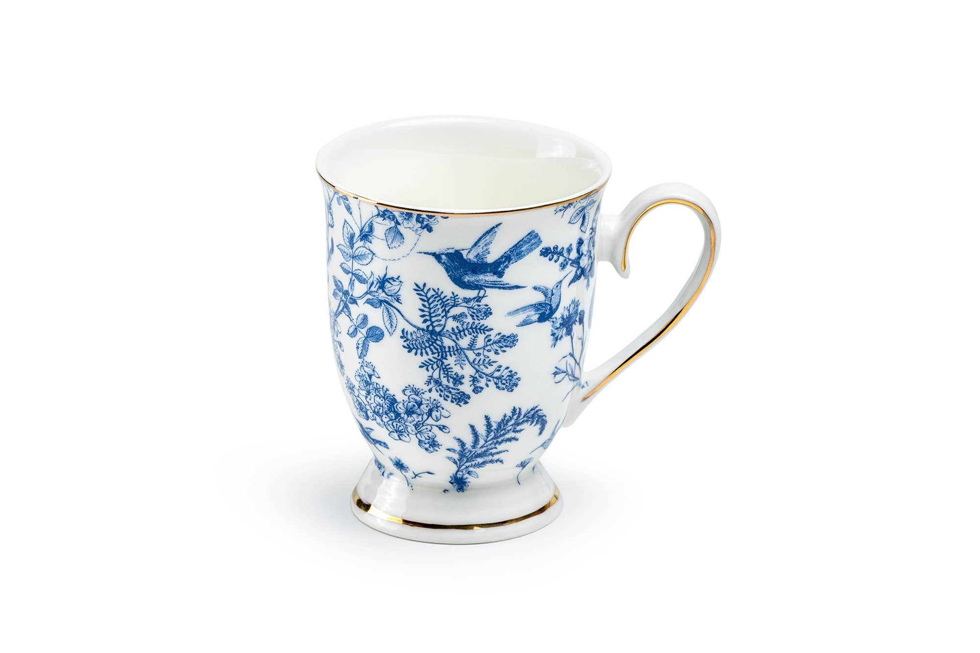 Blue Bird Toile Footed Porcelain Mug