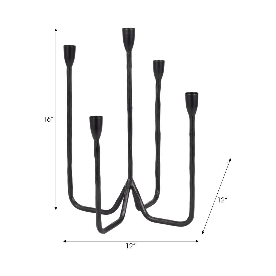 Metal Forged 5-Taper Candle Holder