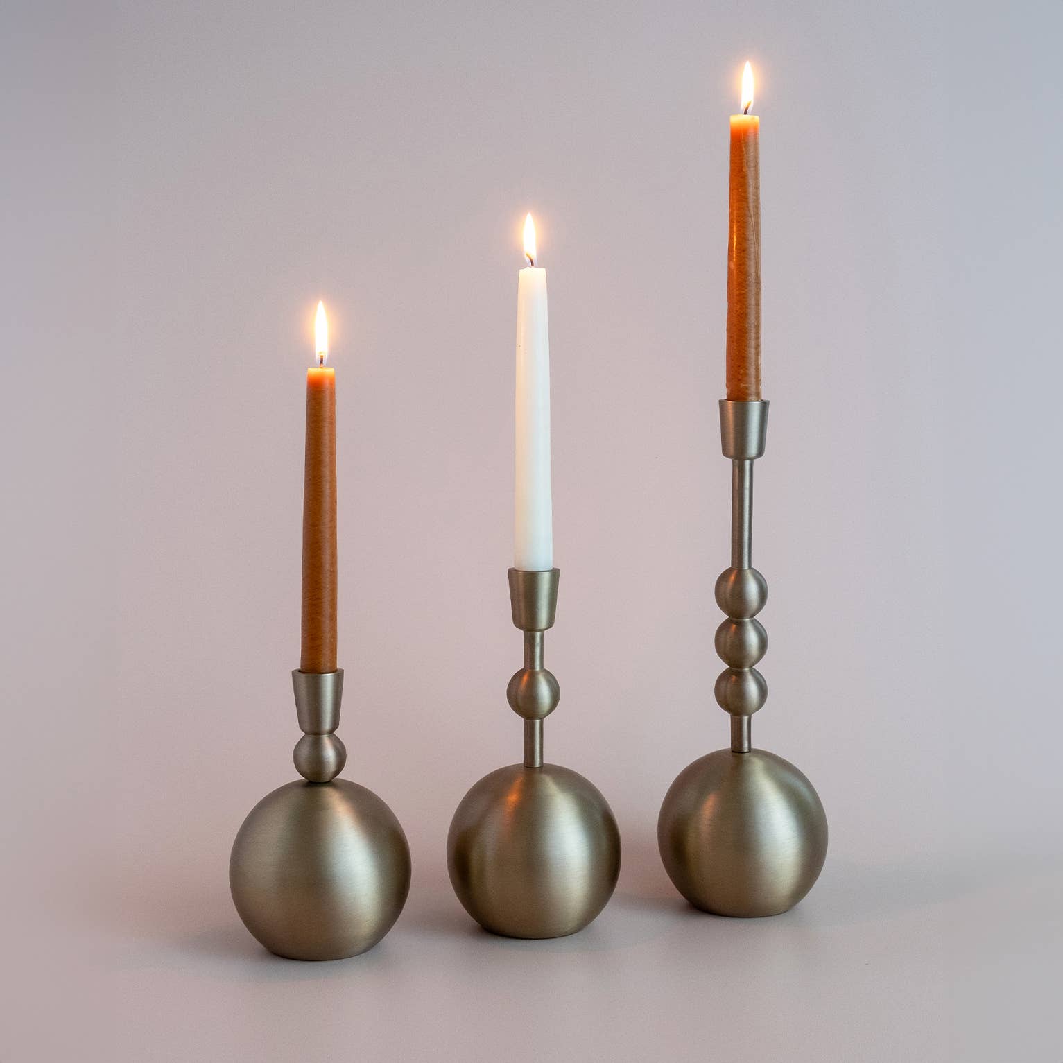 Medium Stacked Orb Taper Candle Holder