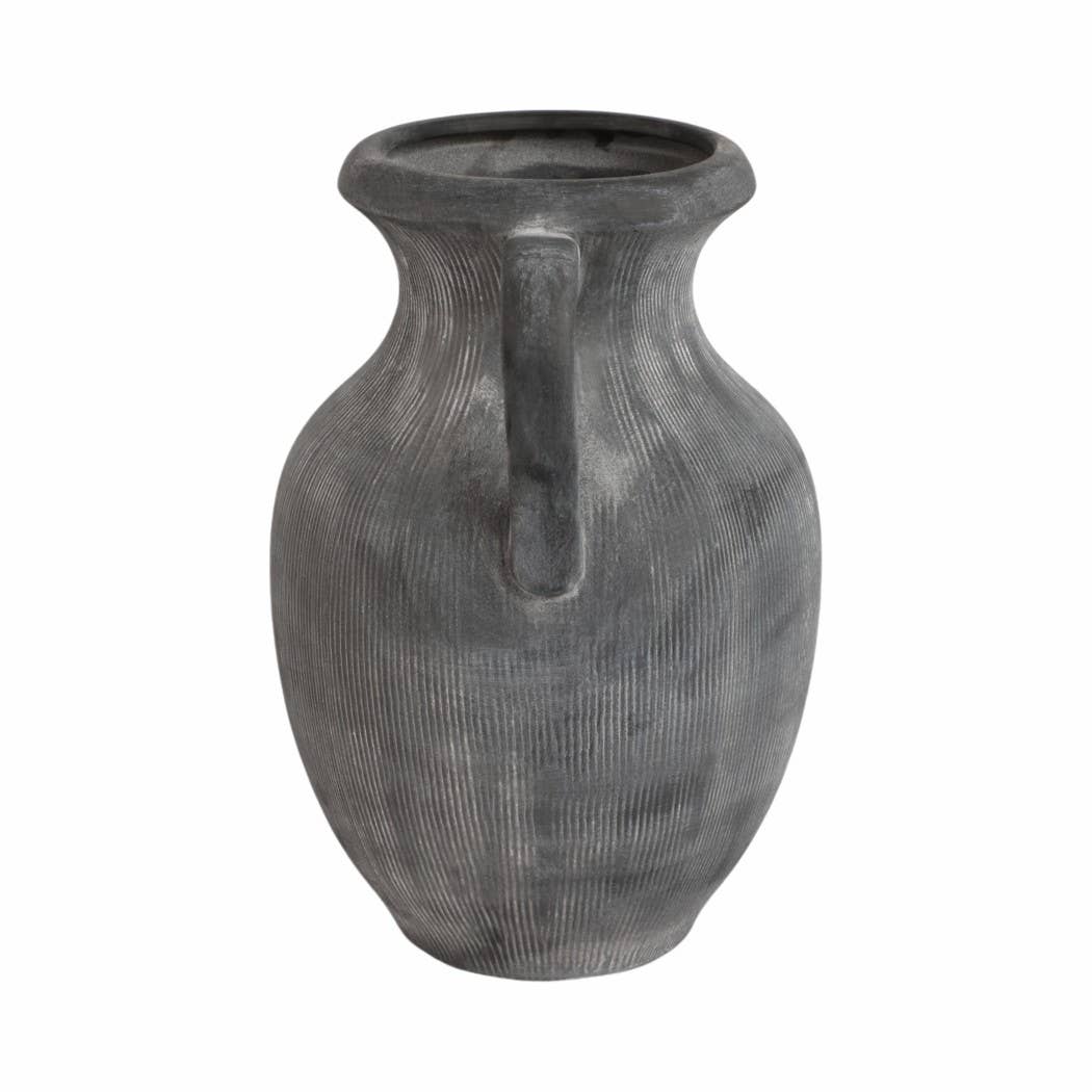 Black Stoneware Weathered Jug with Handles