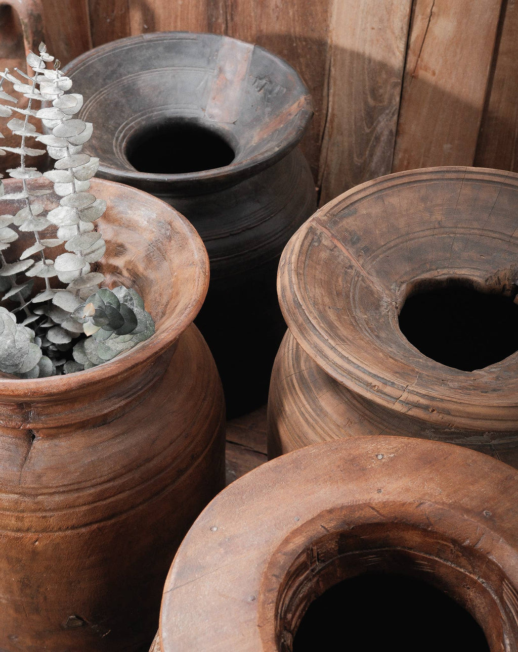 Hand-Carved Wooden Milk Jug