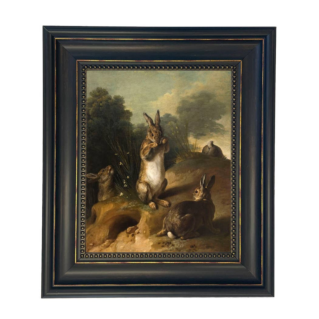 Rabbits in the Landscape Framed Canvas Art