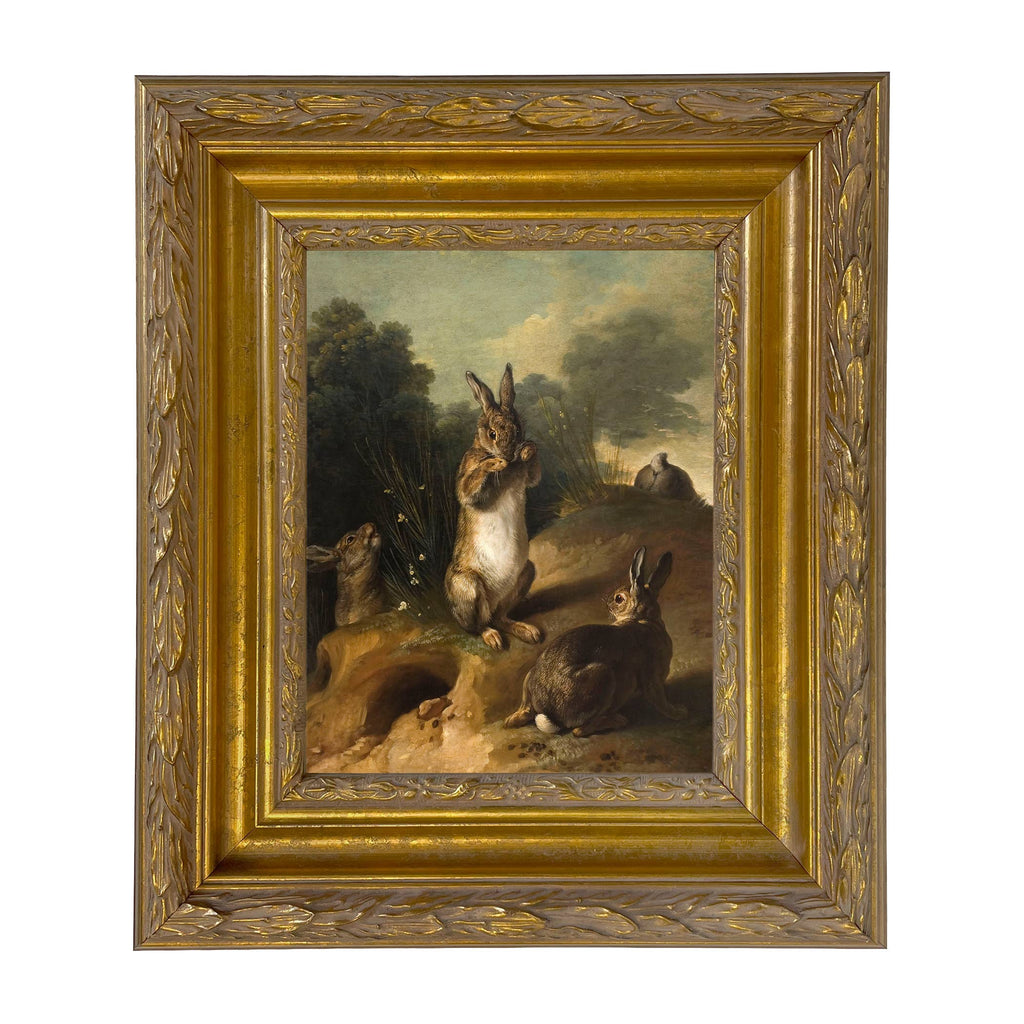 Rabbits in the Landscape Framed Canvas Art