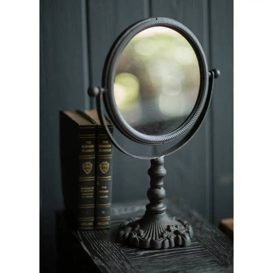 Classic Round Cast Iron Pivoting Vanity Mirror