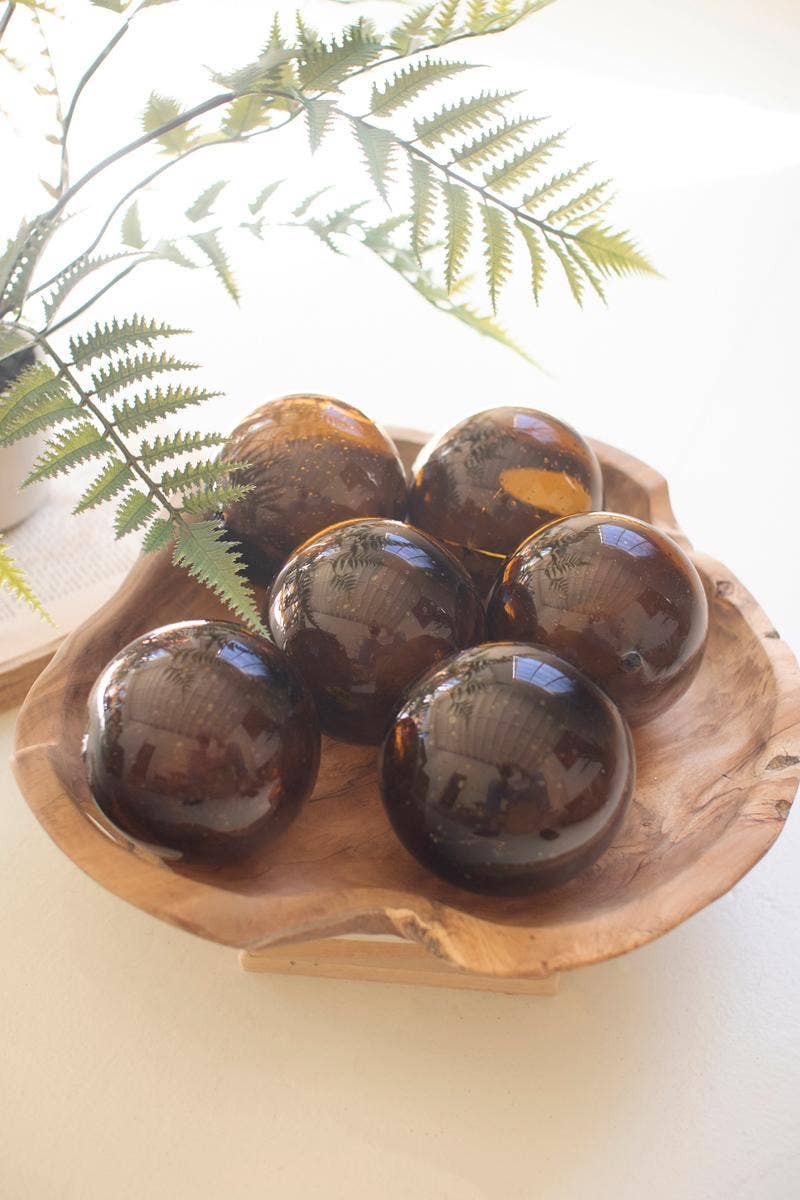 Amber Recycled Glass Orb | 4"
