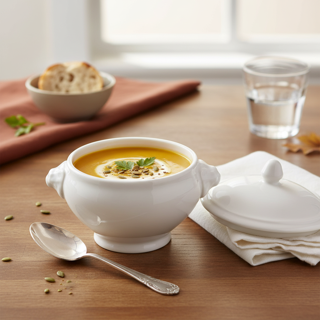 Round Lion Soup Bowl with Cover