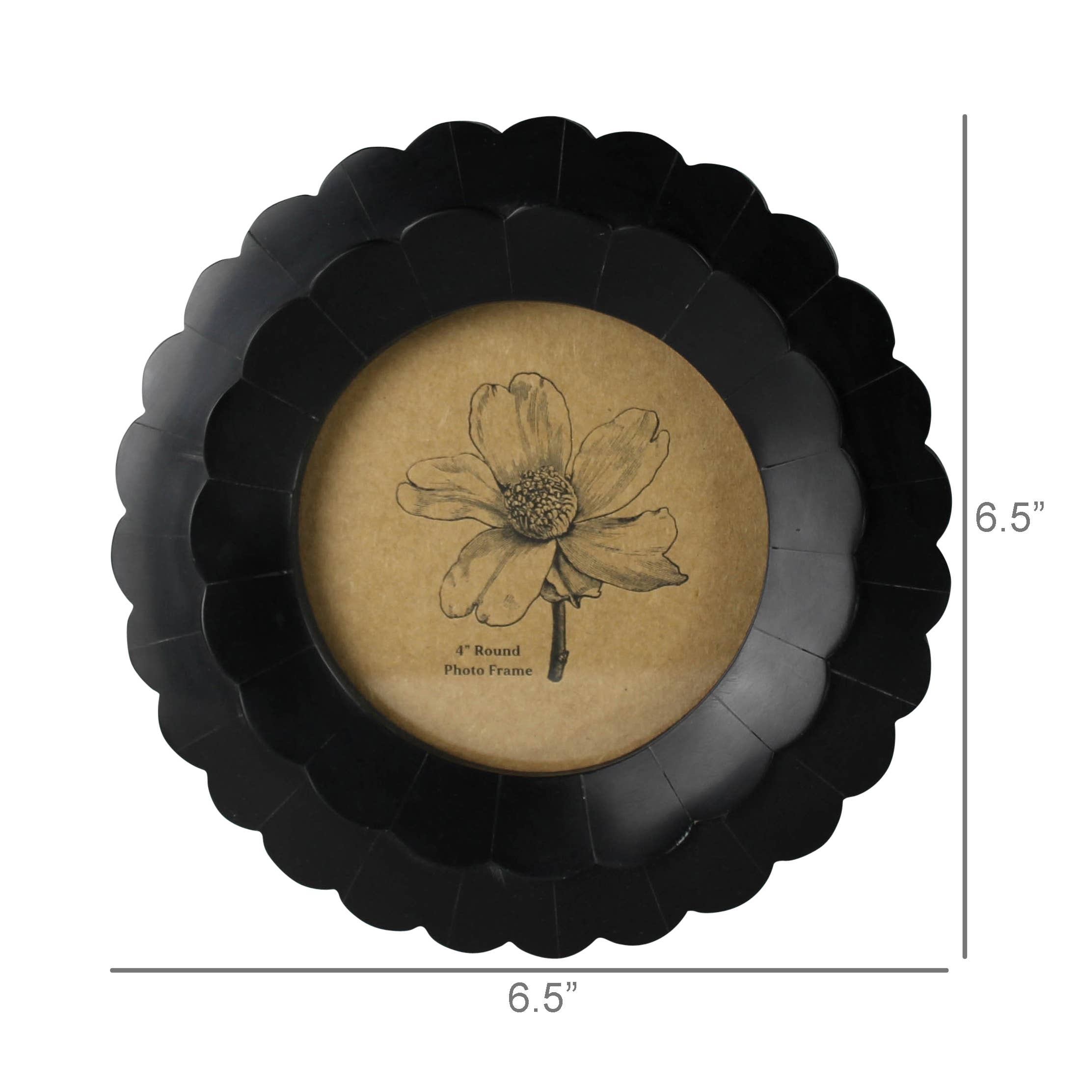 Petal Round Frame — Black Resin