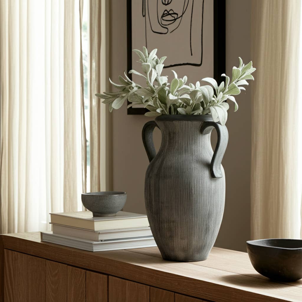 Black Dolomite Amphora Weathered Vase