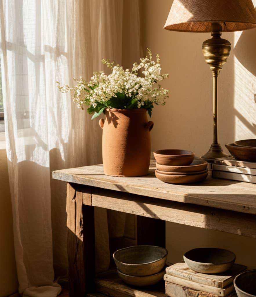 Ceramic Traditional Handles Texture Finish Vase