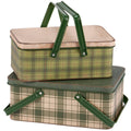 Green Tartan Bin Set