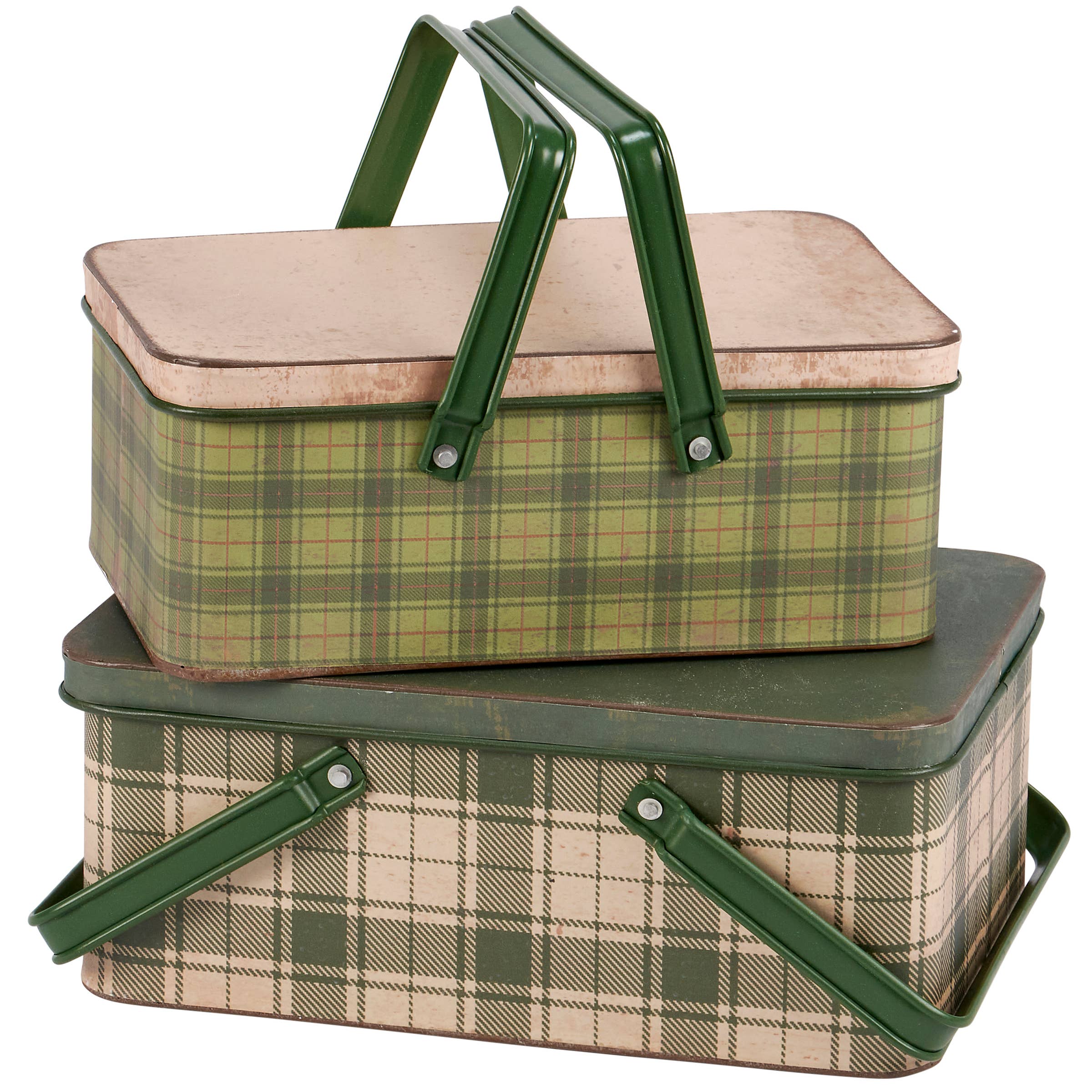 Green Tartan Bin Set