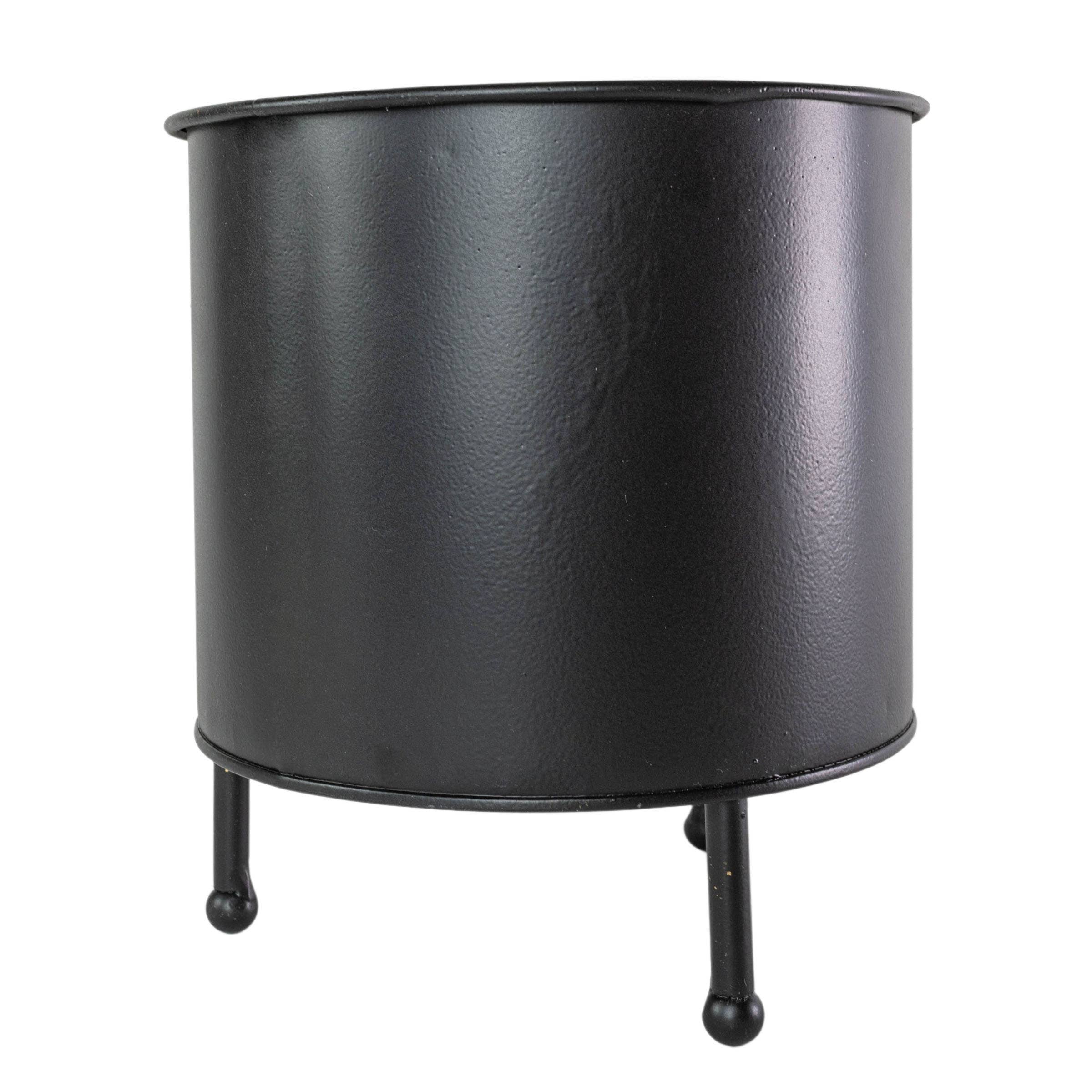 Atticus Footed Garden Planter Pot Black Metal