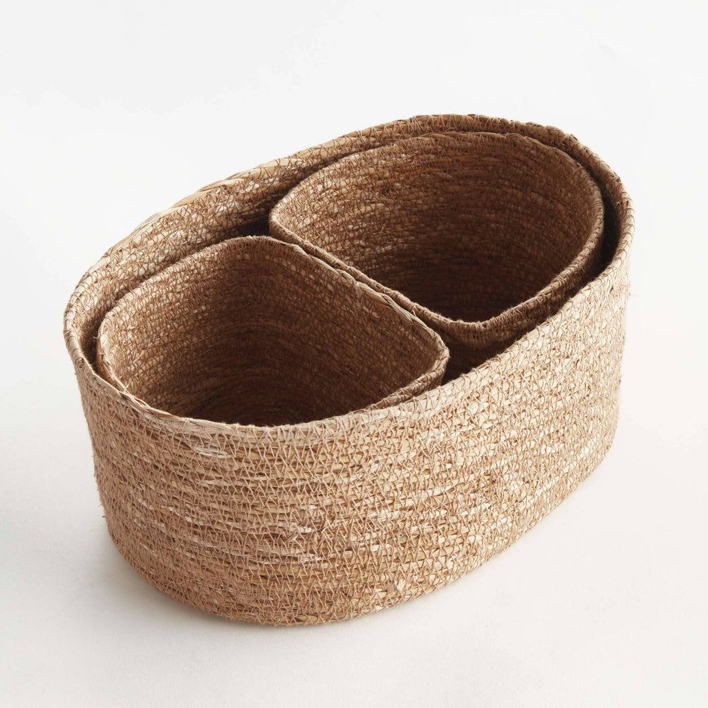 Handwoven Seagrass Storage Baskets — Set of 3