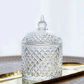 Diamond-Cut Crystal Clear Glass Storage Jar